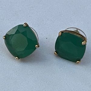 Kate Spade Square Stud Earrings in Mint with Gold